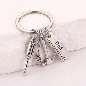 Keychains for Dad Father's Day Gift Mini Zinc Alloy Hammer Screwdriver Wrench To